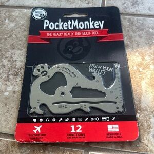 PocketMonkey HANDY MULTITOOL 12 Functions Minimal Design Fits in Wallet USA Made